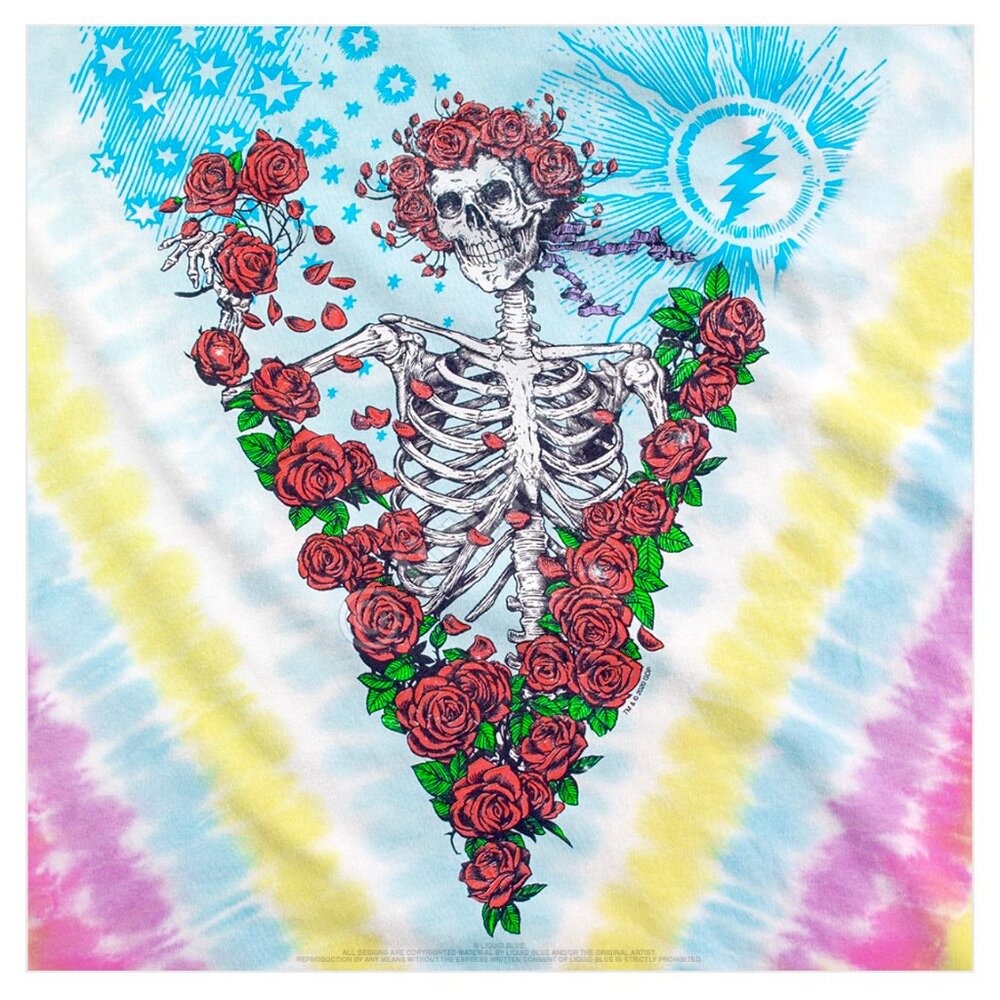 Liquid Blue Grateful Dead Rose Garden Tie-Dye T-Shirt - Picture 4 of 5